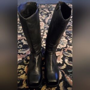 Noga Roma Italian Leather Black Heeled Boots Women's Size 11 (41 EU)
